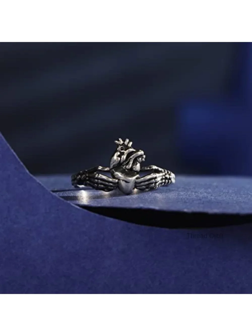 Skull Claddagh Heart Stackable Ring Gothic Statement Jewelry Gift